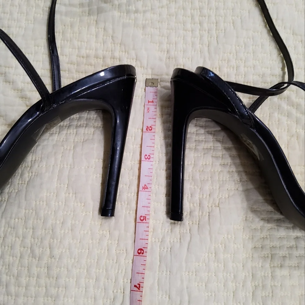 Steve Madden Uplift Vegan Patent Leather Elegant Black Strappy Heels Size 9